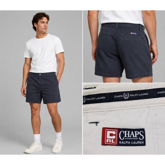 Ralph Lauren Other - Chaps Ralph Lauren Chino Shorts‎ Mens 36 Navy Blue Good Cotton Flat Front 70901M